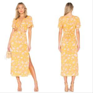 NWT AMUSE SOCIETY Bohemian Honey Yellow Floral Tie Front Dress